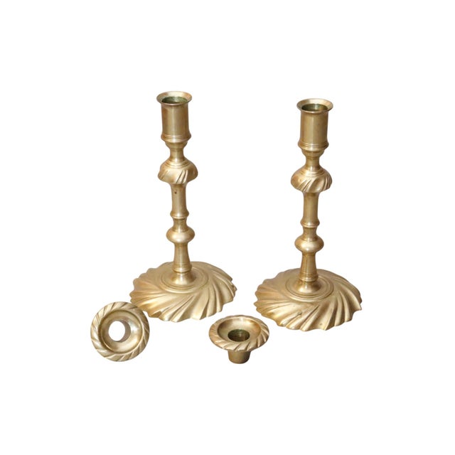 Brass Swirl Candlestick Holders by Colonial Williamsburg, a Pair For Sale - Image 4 of 5