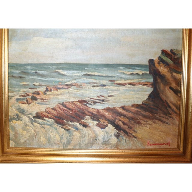 Nautical Antique 1800's Original Harmand Seascape Coast Nautical Oil Painting Canvas Art For Sale - Image 3 of 12
