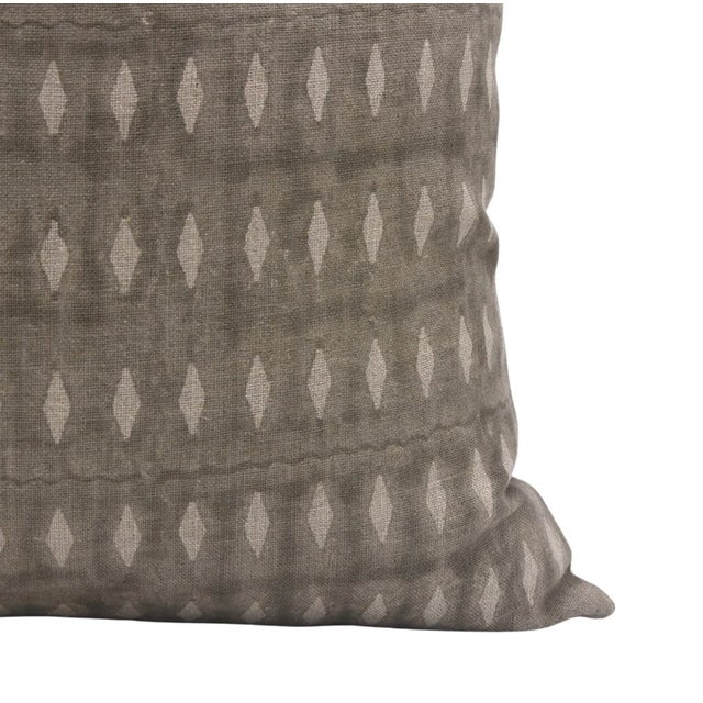 Omji Handmade Block Printed Floral Thick Linen Throw Pillow Cover 22x22 Inch For Sale - Image 4 of 5