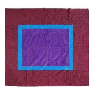 19th C Rare Center Square Amish Lancaster, Pennsylvania Quilt For Sale