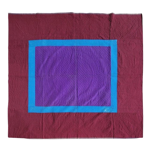19th C Rare Center Square Amish Lancaster, Pennsylvania Quilt For Sale