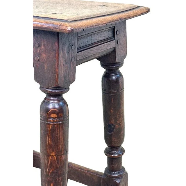 Brown 17th Century Rectangular Oak Joint Stool, 1660 For Sale - Image 8 of 11