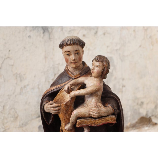 Brown Saint Anthony With the Christ Child, Holding a Bag for Distributing Bread to the Poor, 18th Century, Portuguese For Sale - Image 8 of 11