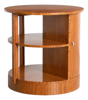 Art Deco Satinwood Bookcase Table with Cupboard, 1930s