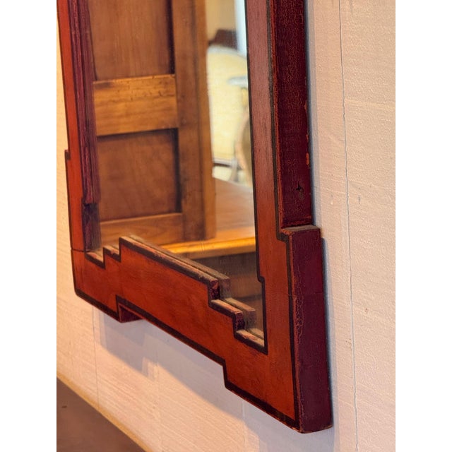 Red Chinoiserie Mirror With Painted Pagoda Crest For Sale - Image 6 of 8