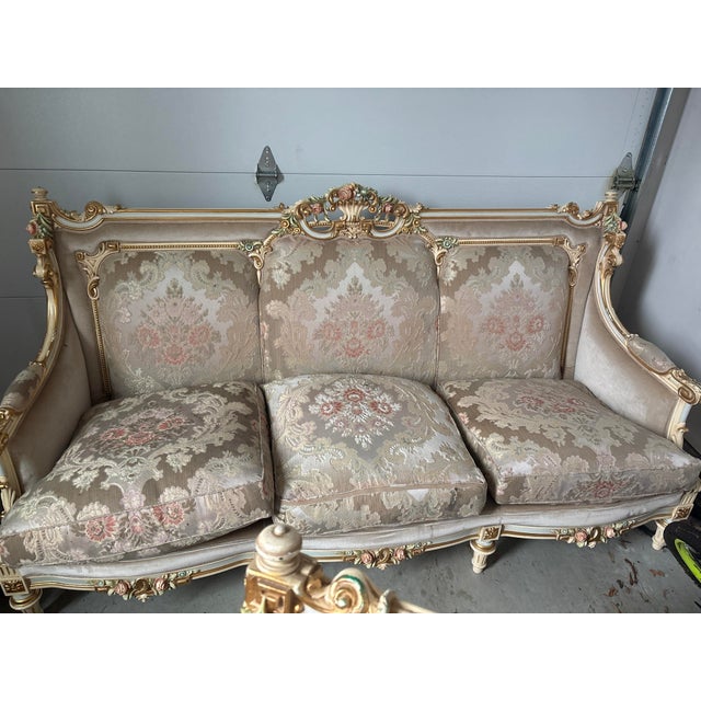 Victorian Vintage Luxury White and Gold Sofa For Sale - Image 3 of 10