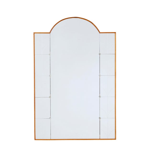 mid century domed and etched mirror likely to be by glas & tra circa 1950. different from the normal mirror of this type...