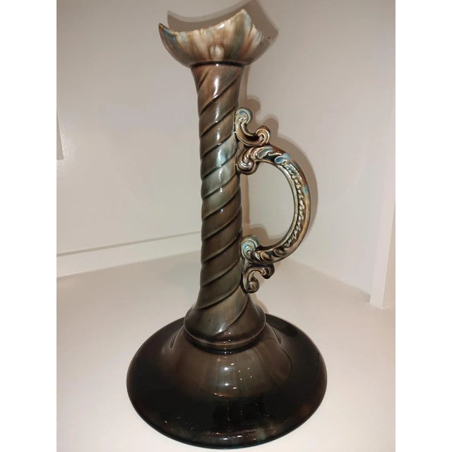 Vintage Drip Glaze Trumpet Vase For Sale - Image 6 of 12