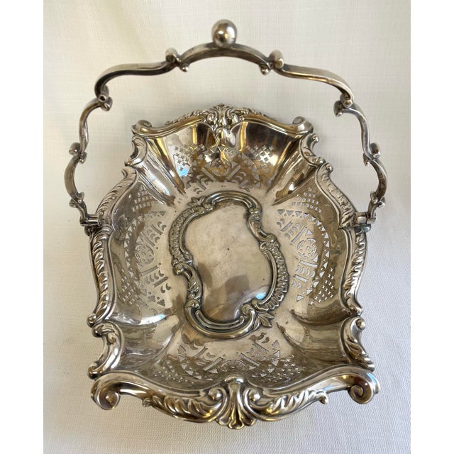 Victorian Late 19th Century Victorian Silver Plate Fruit Basket For Sale - Image 3 of 10