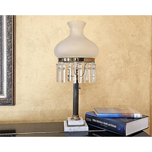 Vintage Sinumbra Astral-Style Brass, Marble & Crystal Table Lamp For Sale - Image 18 of 18