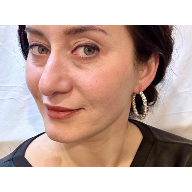 10.5 Carat Diamond Inside Out Hoop Gala Cocktail Earrings in 14 Karat White Gold For Sale - Image 11 of 18