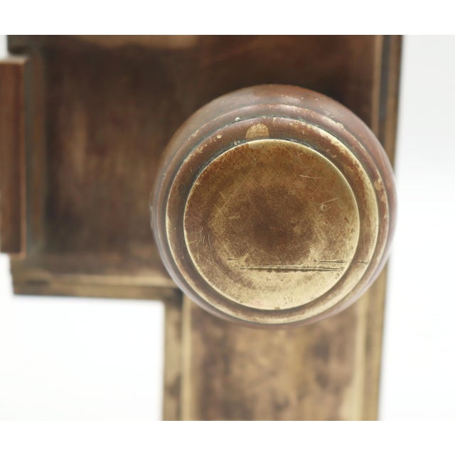 Vintage Bronze Philadelphia Civic Center Monolock Door Knob Set For Sale - Image 4 of 8