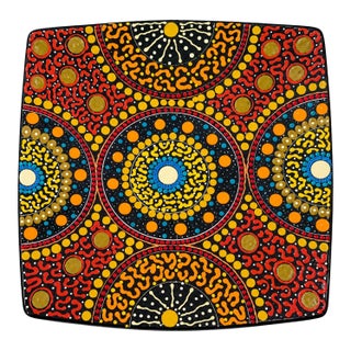 Kepingke Art Hand-Painted Australian-Inspired Dot Art Ceramic Plate For Sale