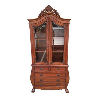 Chippendale Style Curio China Cabinet For Sale