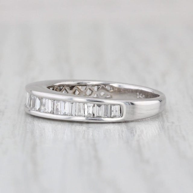 Metal 0.70ctw Diamond Wedding Band 14k White Gold Size 5.5 Stackable Anniversary Ring For Sale - Image 7 of 8