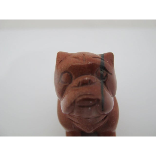 Mid 20th Century Carved Polished Red Jasper Miniature Bull Dog Figurine For Sale - Image 5 of 8