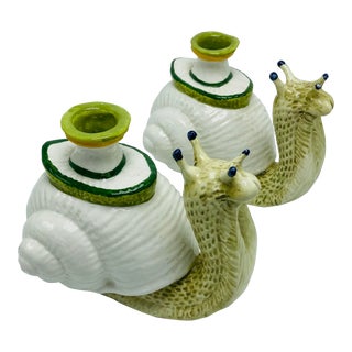 Vintage Italian Snail Candle Holders- a Pair For Sale