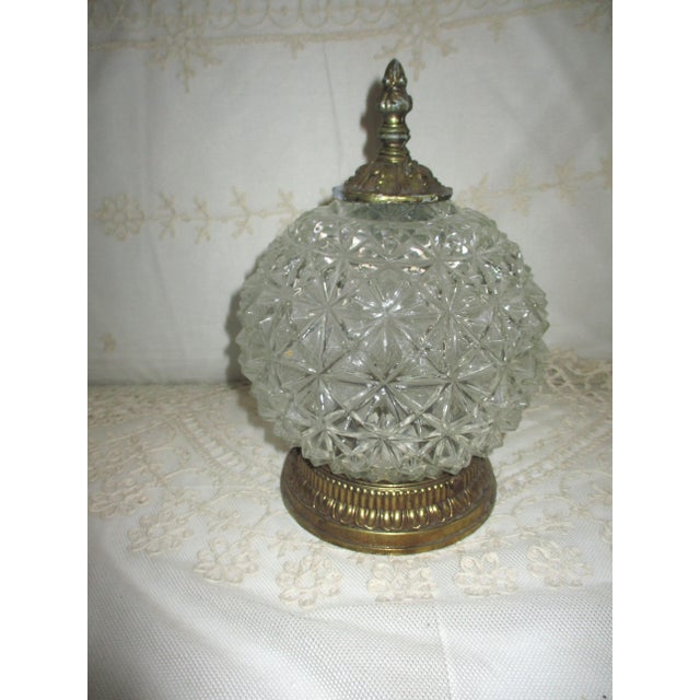 Hollywood Regency Vintage L & S Fixtures Hollywood Regency Diamond Cut Crystal Flush Mount 10" Ceiling Light For Sale - Image 3 of 8