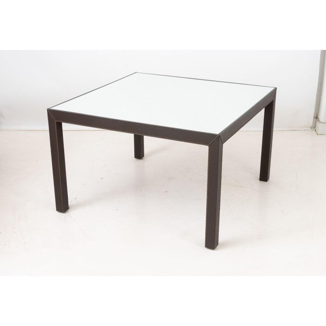 Metal Modern Mirrored Top Square Dining Table For Sale - Image 7 of 8