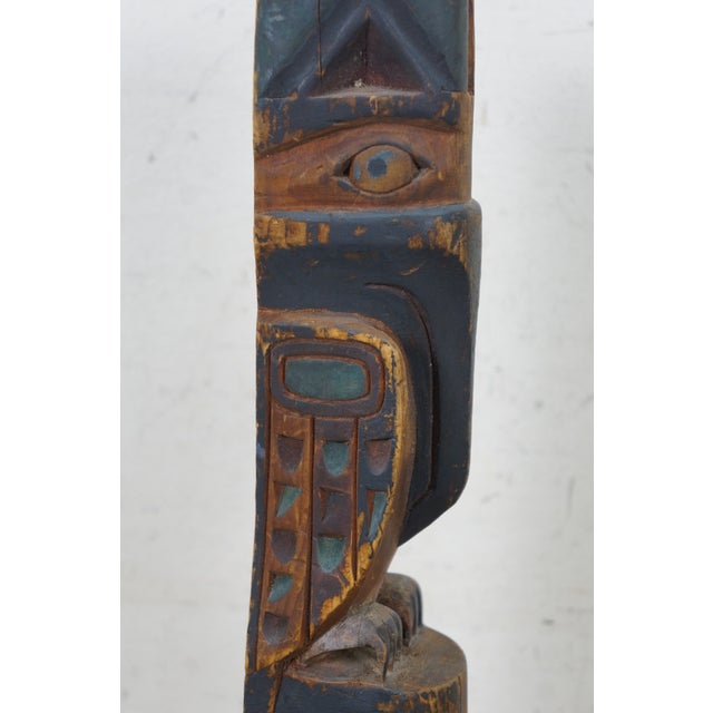 Mid 20th Century Mid 20th Century Northwest Coast Native American Haida Tiki Totem Pole Sculpture 16" For Sale - Image 5 of 13