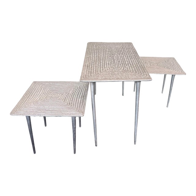 Set of 3 Cast Metal Coffee Side Tables, Italy, 1990s For Sale