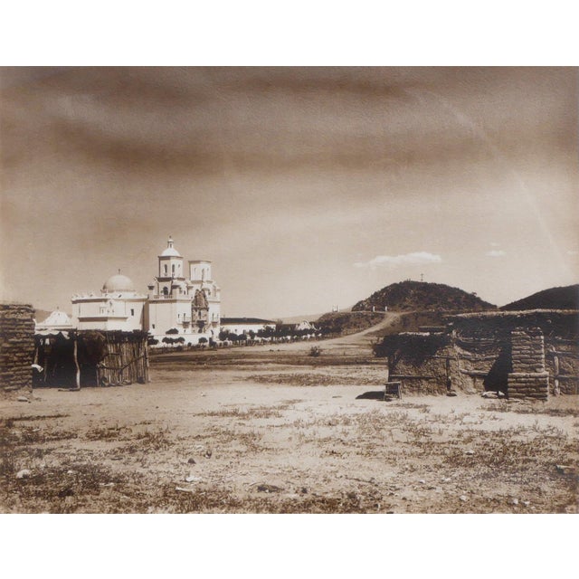 Printmaking Materials Sepia-Toned Architectural Photograph of San Xavier Mission in Tucson, Arizona, Mid 20th Century For Sale - Image 7 of 8