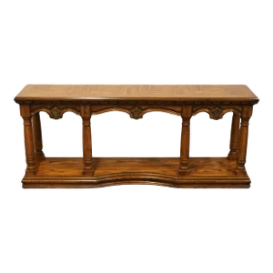 Gordon's Furniture Banded Walnut Rustic European Style 64" Sofa / Console Table W. Wheat Motif 5719