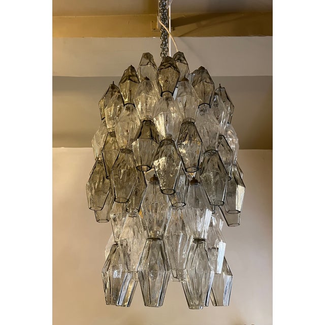 Gray Vintage Poliedri Chandelier by Venini, Venice, Italy, 1950s For Sale - Image 8 of 11