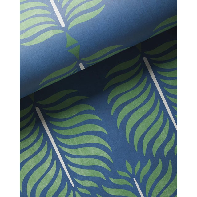 Serena & Lily Granada Print Navy Blue & Green Wallpaper Chairish