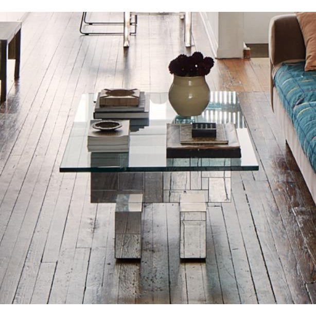 Incredible, original, and signed Paul Evans Cityscape Cocktail Table in Chrome Mirror with thick Glass Top from the period...