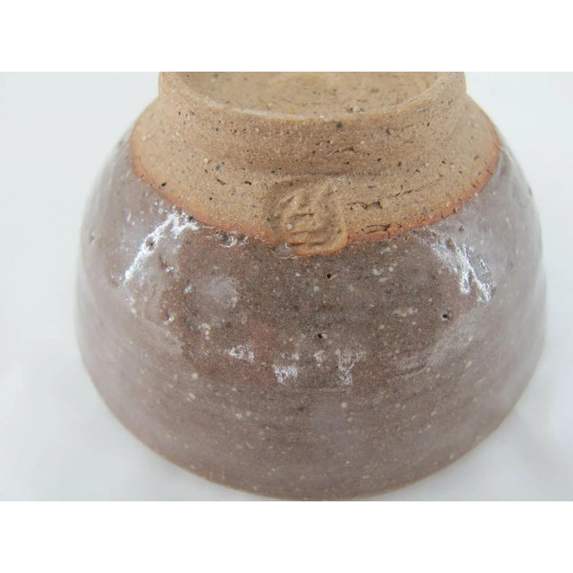 Mid 20th Century Japanese Studio Pottery Brown & Tan Swirl Tea Bowl by Nitomi Kanji Signed For Sale - Image 5 of 8