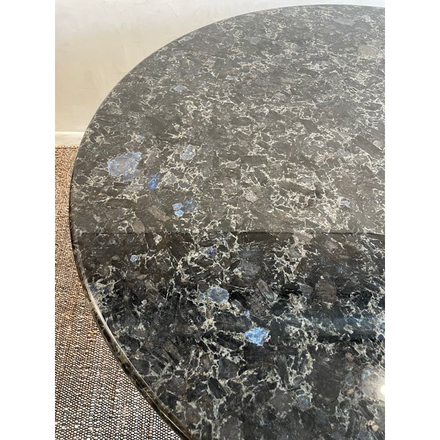 Mid-Century Modern Vintage 1980s Postmodern Black Blue Night Granite Dining Entry Table For Sale - Image 3 of 10