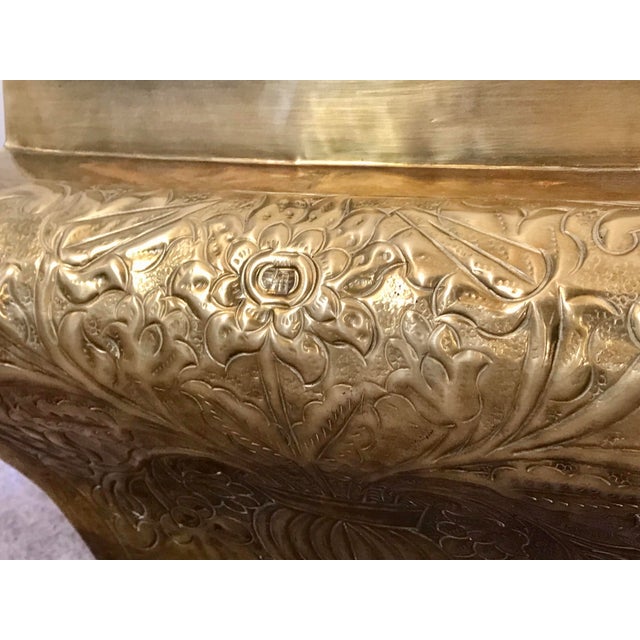 1960s Mid Century Brass Planter With Lion’s Heads For Sale - Image 9 of 12