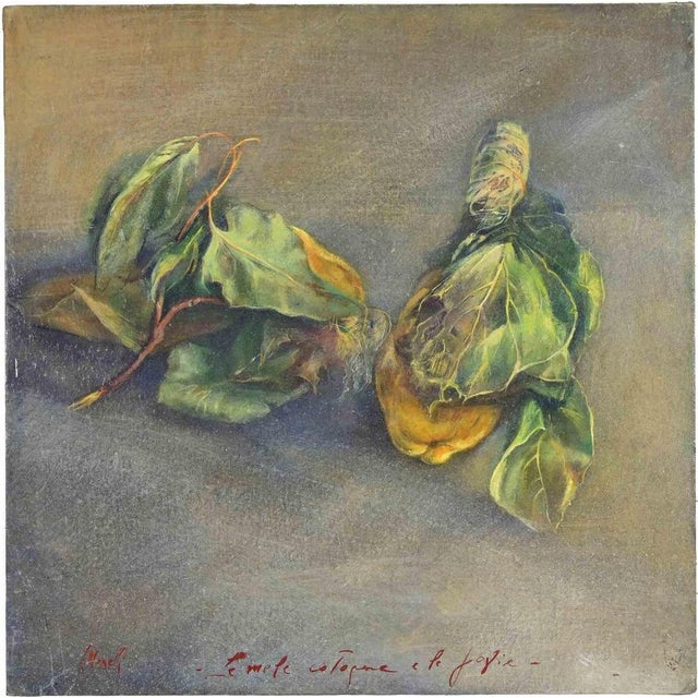 1990s Lea Monetti, Quinces, Tempera Painting, 1990 For Sale - Image 5 of 5