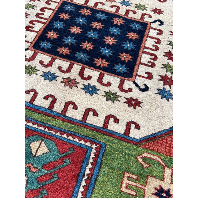 Tribal Caucasian Fachralo Kazak Octagon Medallion Hand-Knotted Wool Rug - 4'9" X 6'6" For Sale - Image 3 of 10