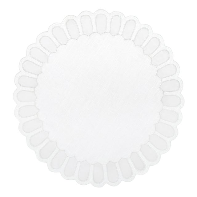 Zurbano White Linen Placemat by Los Encajeros For Sale