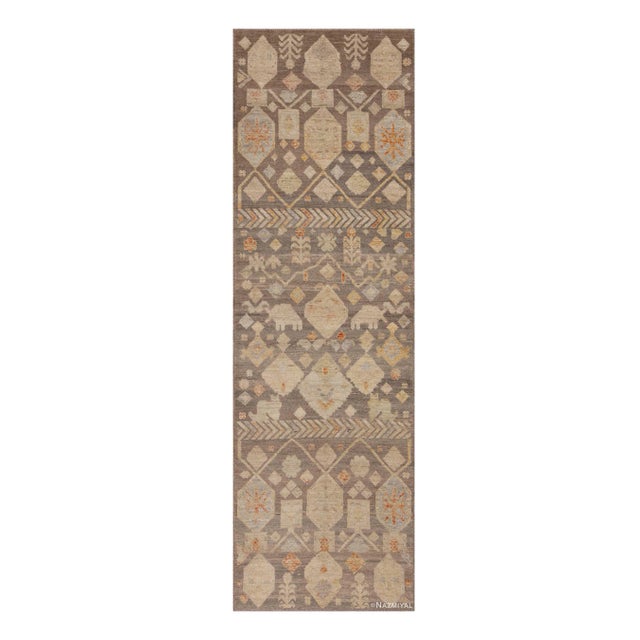 Nazmiyal Collection Earthy Modern Runner Rug For Sale