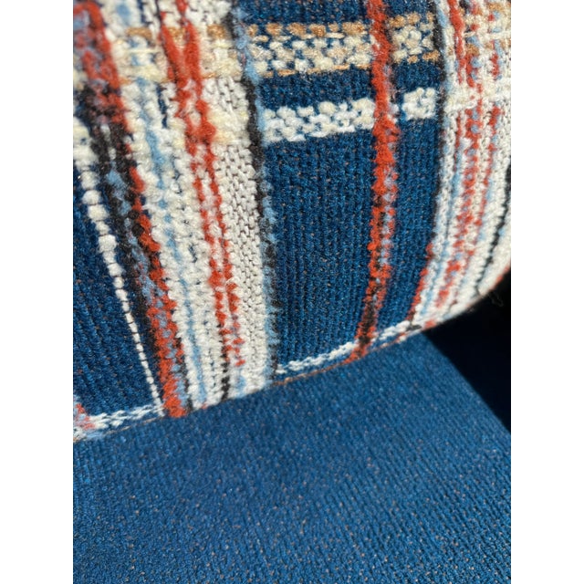 1970s Century Modern Blue Chenille Club Lounge Chair by Levitz Furniture For Sale - Image 12 of 17