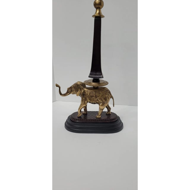 Mid-Century Modern Vintage Brass Elephant Sculpture With Finial 20.5" Safari Luxe Animal Decor Hollywood Regency & Colonial Revival Accent For Sale - Image 3 of 11