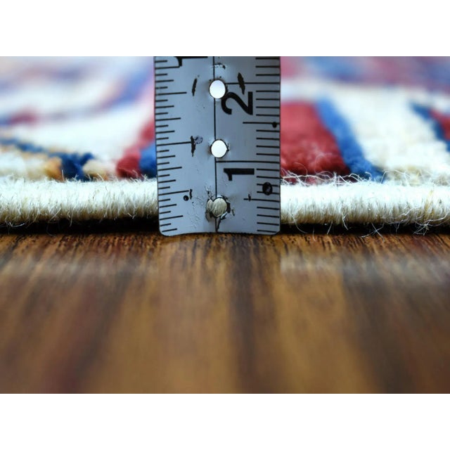 2010s Khorjin Design Runner Blue Kazak Tribal Pure Wool Hand Knotted For Sale - Image 5 of 7