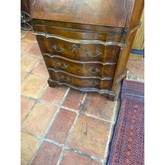Italian Italian 1020s Walnut & Burl Wood Diminutive Drop Front Desk For Sale - Image 3 of 7