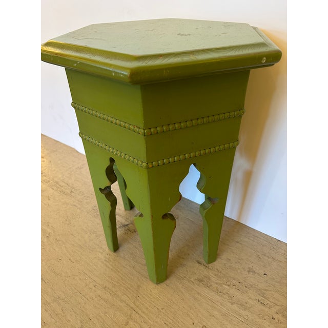 Moroccan Style Painted Wood Hexagonal End Table For Sale - Image 4 of 12
