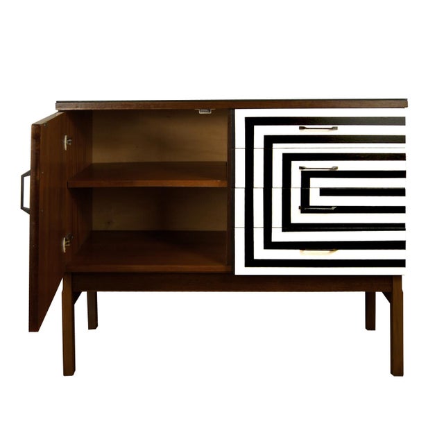 Polish Chest of Drawers with Op Art Motif, 1970s For Sale - Image 4 of 9