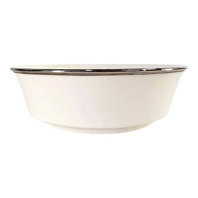 Lenox Solitaire Round Serving Bowl Fine China Platinum For Sale
