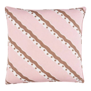 Schumacher Rousseau Stripe Pillow In Cocoa & Blush For Sale