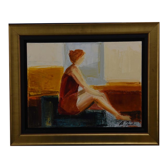 Quiet Contemplation" Oil on Canvas by A. Todd For Sale