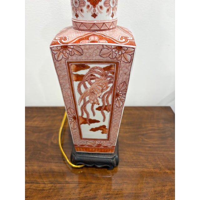 1960s 1960s Burnt Orange and White Chinese Export Lamp Mid-Century For Sale - Image 5 of 6