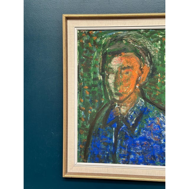 Original Swedish Oil on Panel – “Portrait” by Leonard Digris (1921–2003) – Signed – Vintage & Framed – 74 × 55 cm (29.1" ×...