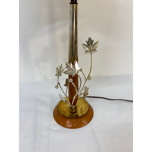 Mid Century Teak and Brass Table Lamp by Sunset Lamp Manufacturing With