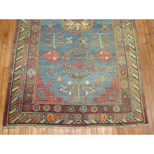 Textile Blue Antique Khotan Rug, 5'3''x 8'9'' For Sale - Image 7 of 7